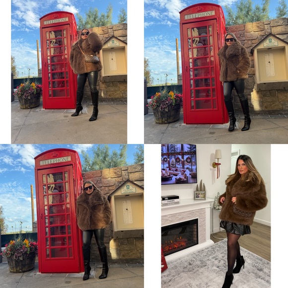 Nordstrom Brown Faux Fur Trench Coat - Picture 9 of 9